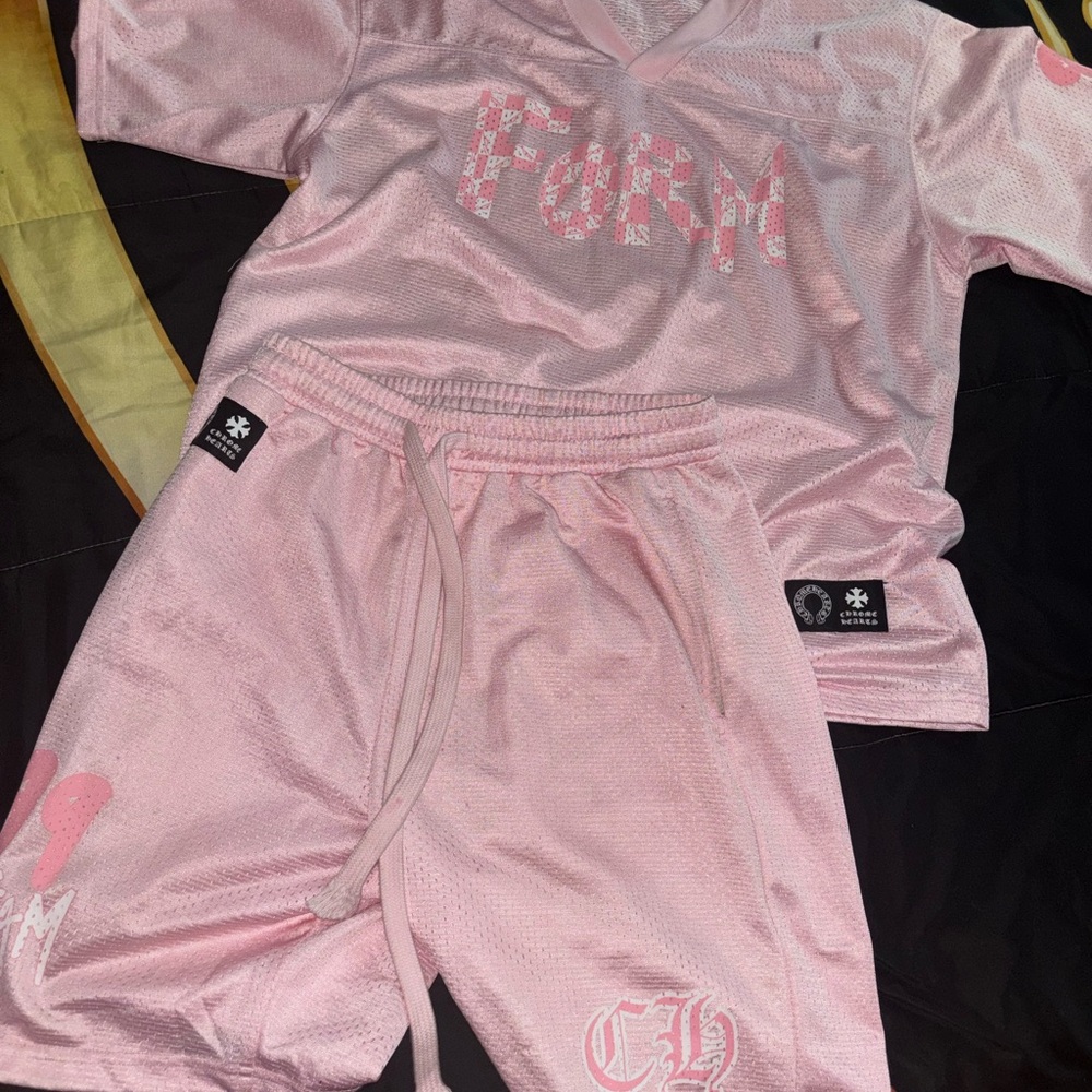 Pink Mesh Jersey and Shorts Set